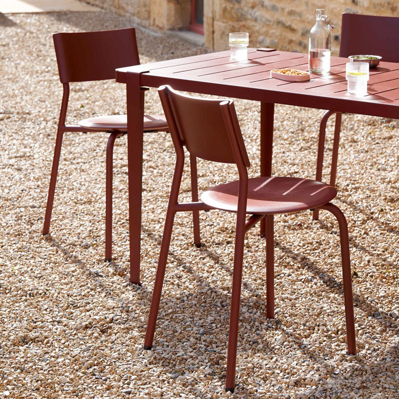 Outdoor Dining Side Chair, Brick Red