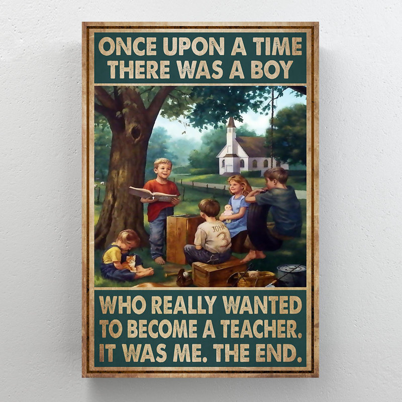 Students Studying Under The Tree - Once Upon A Time There Was A Boy Who Really Wanted To Become A Teacher - 1 Piece Rectangle Graphic Art Print On Wrapped Canvas