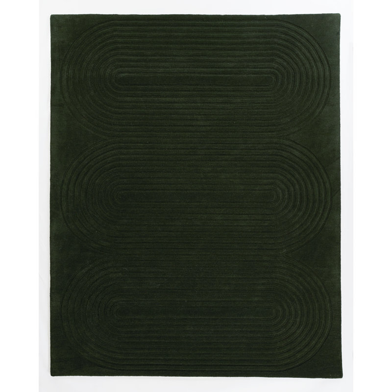 Tapis vert en laine touffeté à la main Tillie, Rectangle 8 pi x 10 pi