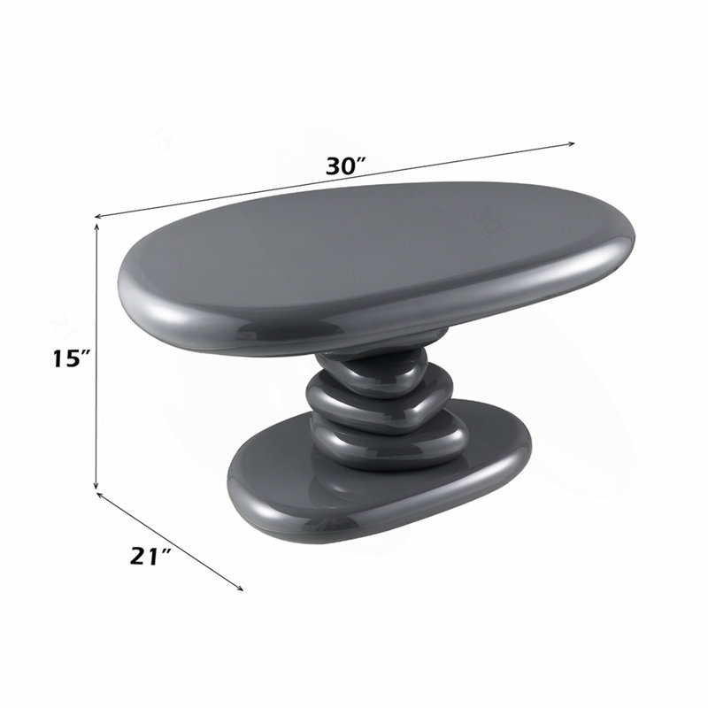 Table de bout grise ultrabrillante, H 15 po x l 30 po x P 21 po