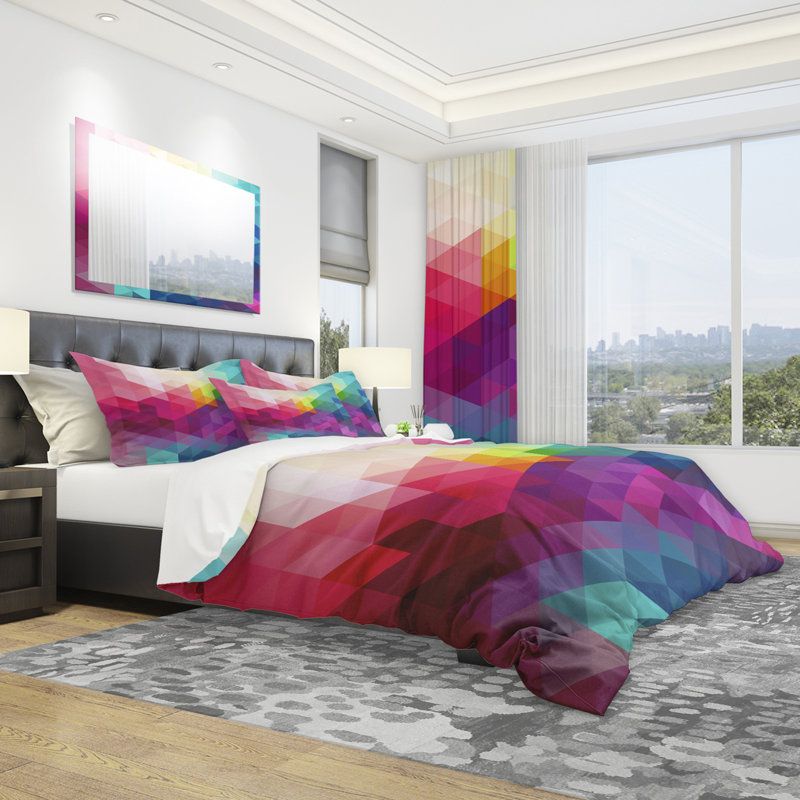 Abstract Colorful Pattern - Modern Contemporary Abstract Duvet Cover Set - Microfiber Polyester