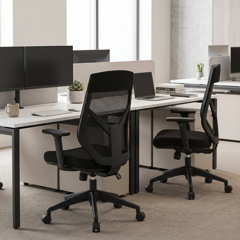 Ergonomic Office Chair with 3D Armrest, Breathable Mesh Computer Chair with Adjustable Backrest, Desk Chair with Thickened Cushion for Home Office & Commercial Use