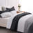 SLEEPBELLA Striped Quilt Set King Size 3Pcs, Bohemian Design with White & Black Stripes, All Season Lightweight Coverlet Sets-114247548-114247555
