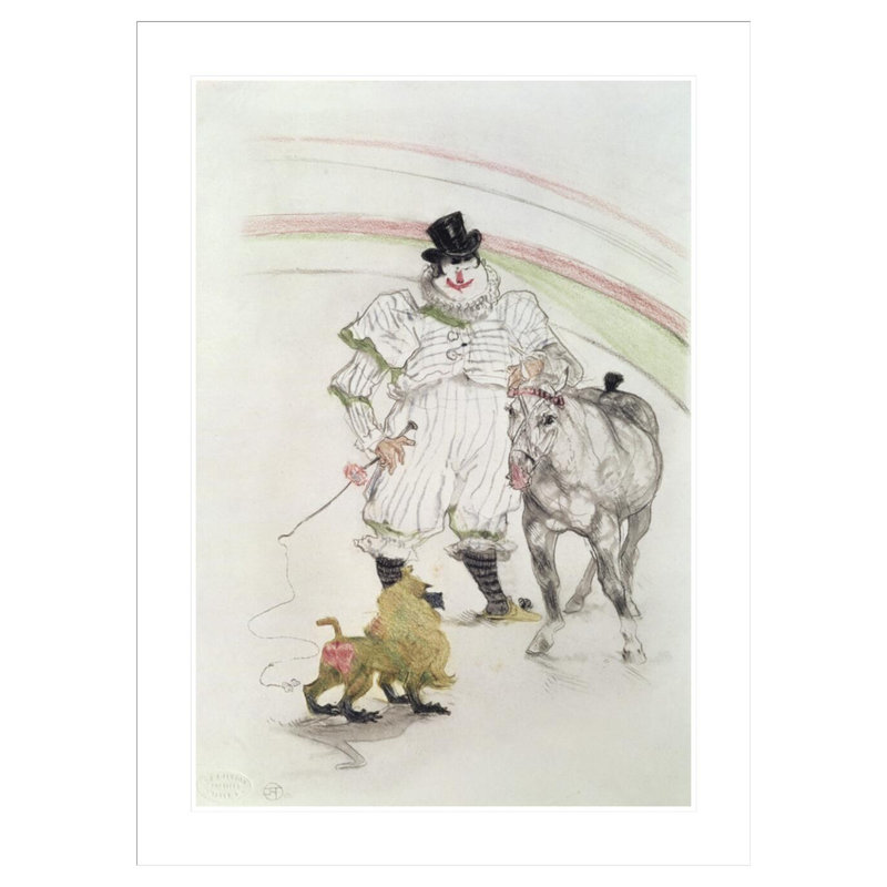 Au cirque: cheval et singe performant par Henri de Toulouse-Lautrec - Impression Giclée encadrée, H 41,5 po x l 30,71 po