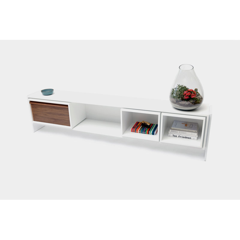 Low Units TV Stand, Lacquered White/Walnut