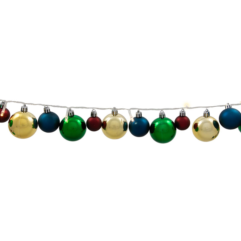 Ornament String Christmas Lights - Warm White LED - 3' Clear Wire - 10Ct, Multi-Coloured