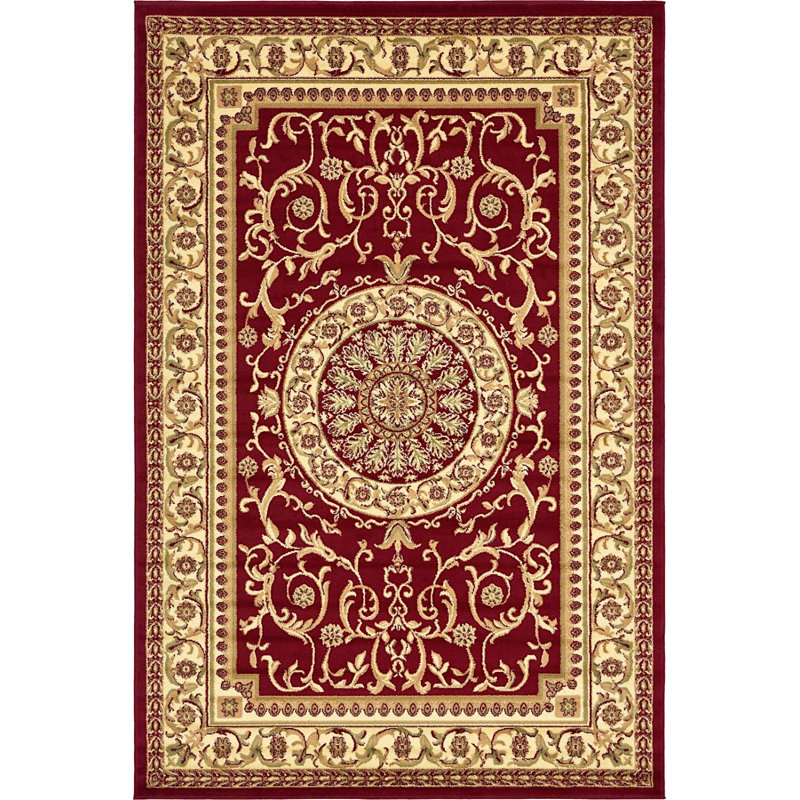 Tapis à motif oriental rouge Royale, Rectangle 3 pi 3 po x 5 pi 3 po