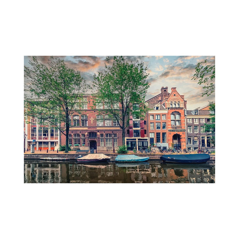 Amsterdam In The Evening by Manjik Pictures - No Frame Gallery-Wrapped Canvas Giclée on Canvas, 66.04 cm H x 45.72 cm W