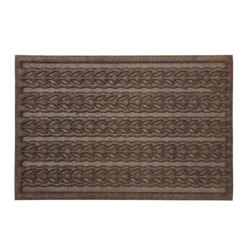 Knit Design Scraper Braided Door Mat Non-Slip Indoor Doormat, Brown, 0.5cm H x 75cm L x 45cm W