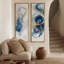 Cercle bleu et or abstrait – Ensemble de 2 impressions murales encadrées sur toile 60 po x 20 po x 2-134739307-134739303