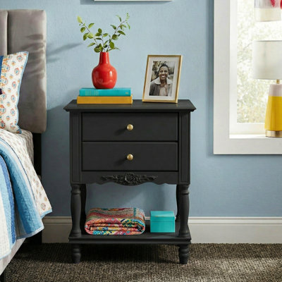 Elegent Nightstand With 2-Drawer & 1-Shelf