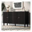 Élégant buffet à quatre portes avec des portes à motif ondulé, des pieds cylindriques et des poignées en métal élégantes, réglable, adapté pour le bureau, le vestibule et le salon-462888346