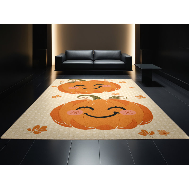 Machine Washable Highbridge Thanksgiving Modern & Contemporary Abstract Rug in Beige – Beige Binding, 4x6