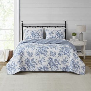 Saltwater Blue Standard Cotton Reversible Quilt Set