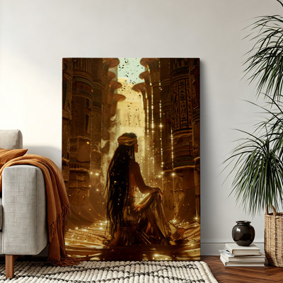 Ancient Egyptian Golden Palace Queen Wall Art 30*20 inch- Living Room Decor