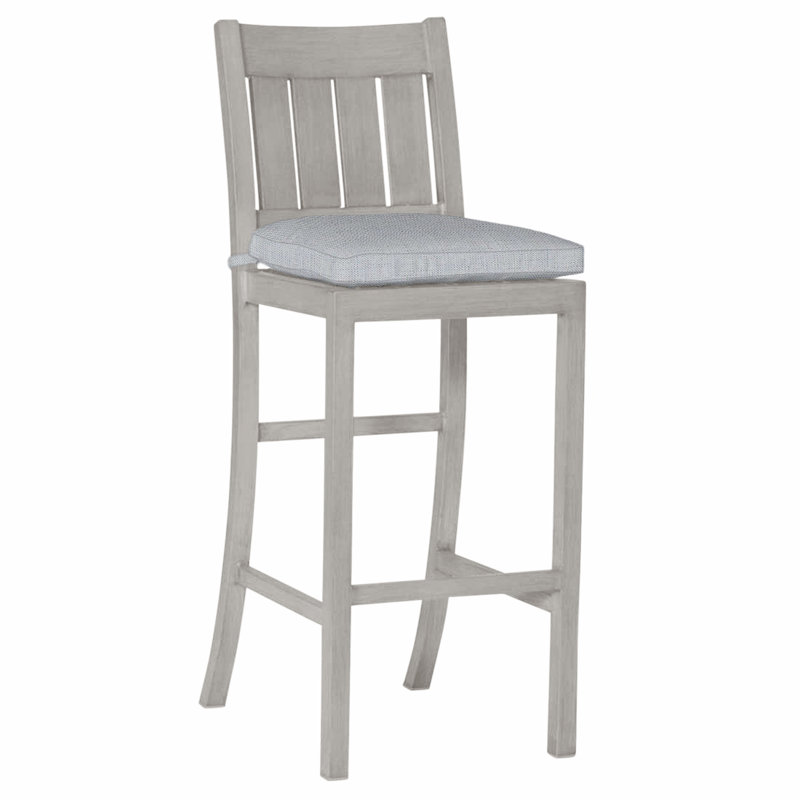 Tabouret de bar Club Wrought, Pas de soudure, Lin chambray, Huître