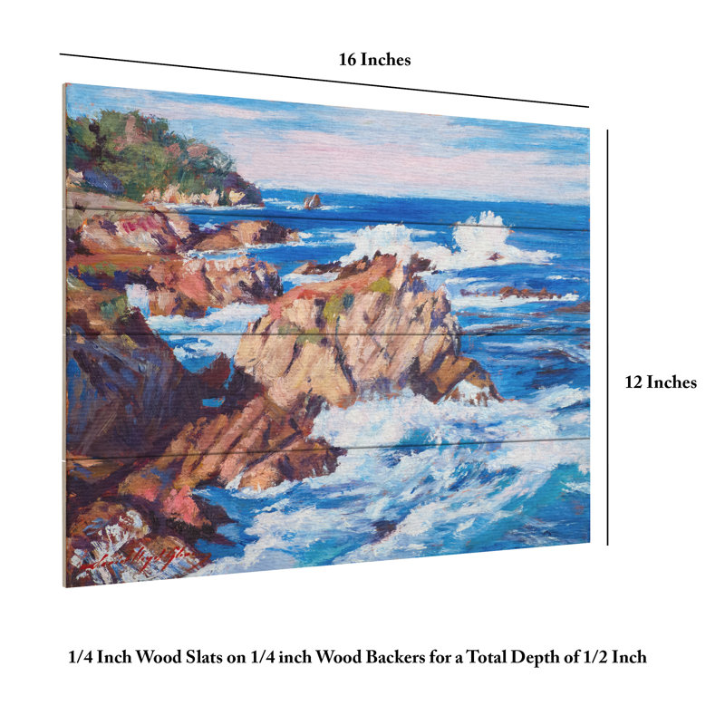 David Lloyd Glover  CENTRAL COAST AT CARMEL Wood Slat Art, H 18 po x l 22 po