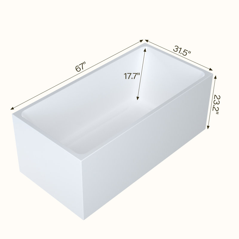 Baignoire en acrylique, rectangulaire, drain chromé, trop-plein de conception linéaire, facile à installer, certifiée Cupc