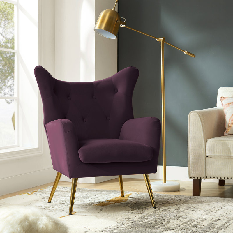 Fauteuil à oreilles 29,25 po Avianna, Velours mauve