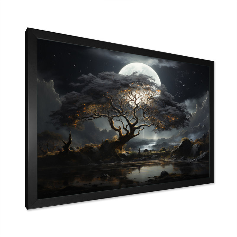 «Grey Tree Essence of Light - Trees», art mural, Cadre photo noir, H 24 po x l 32 po x P 1 po