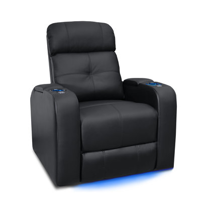 Sièges de cinéma Valencia Verona | Fauteuil inclinable électrique haut de gamme en cuir italien 9000 de qualité supérieure avec éclairage à DEL (siège simple, noir)