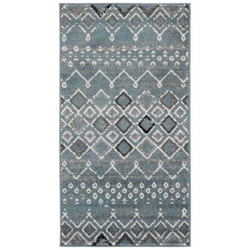 Tapis performance à motif sud-ouest Aird, Blue/Ivory, Rectangle 5 pi 1 po x 7 pi 6 po