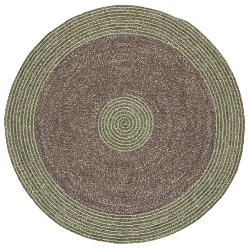 Braided Hand Woven No Pattern Indoor Rug, 5'-0" x 5'-0" Round