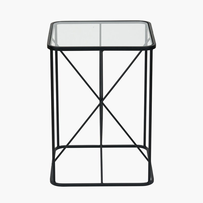 Butoves Glass Top Frame End Table