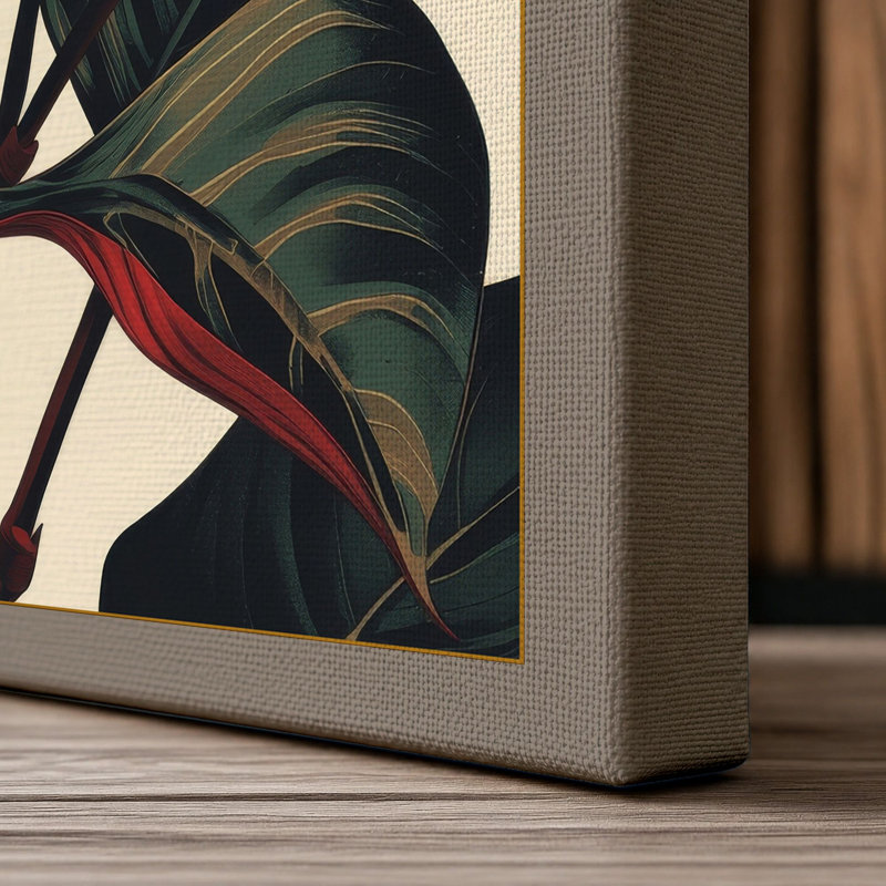 Lotus in Bloom Botanical 1 Piece Wrapped Canvas Wall Art, 18x12 - 45.7 x 30.5 cm, Taupe Border