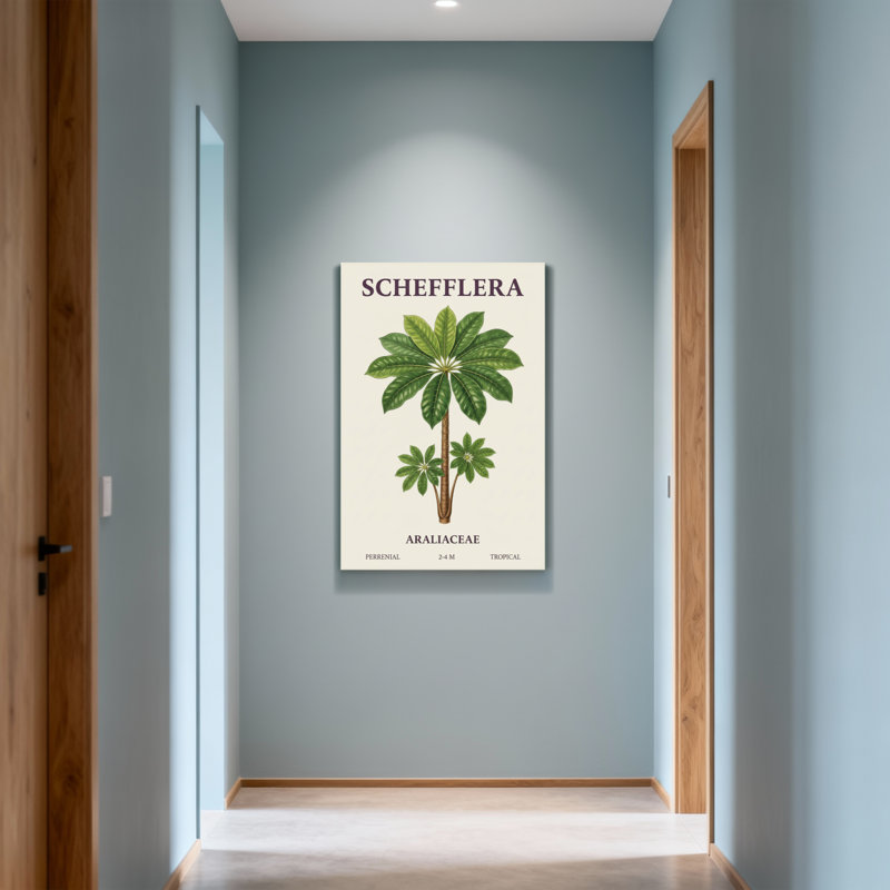 Plantes et fleurs, plante Schefflera, reproduction d'art botanique