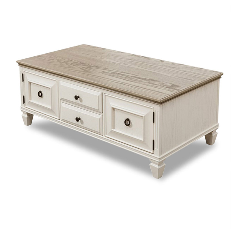 White Solid + Manufactured Wood Rectangular Coffee Table, 19.69" H x 55.12" L x 29.53" W