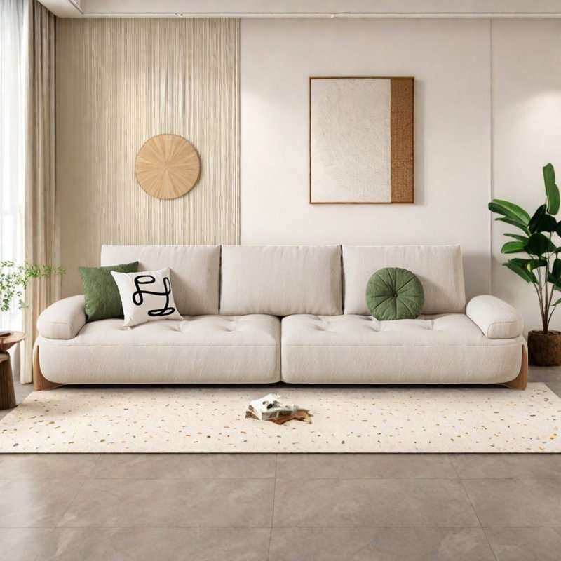 Canapé moderne et simple en tissu de style crème