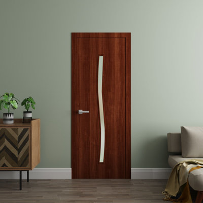 Interior Solid French Door - ESSENTIAL 8002 - Single Regular Panel Frame Handle - Bathroom Bedroom Modern Doors