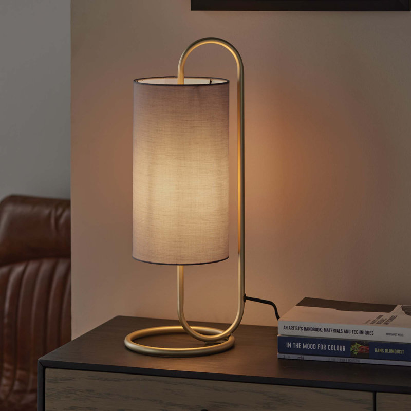 Balalan 50Cm Table Lamp, Antique Brass  Base/Grey Shade