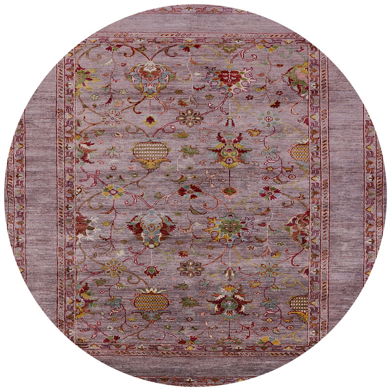 Tapis brun à motif oriental, Rond 4 pi