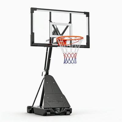 44 Inch Basketball Hoop, Shatterproof PC Backboard, 4.9-10 FT Adjustable Height Portable Basketball Goal with Wheels & Weighted Base, for Youth & Adul
