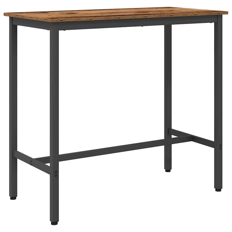 Metal Base Dining Table, 90.5cm H x 100cm W x 50cm D, Old Wood