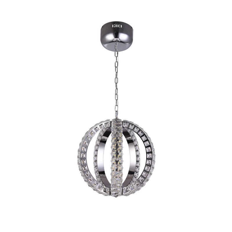 Transitional LED Orb Crystal Pendant, 16" H x 16" W x 16" D