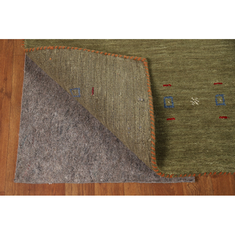 Tapis oriental tribal en laine vert Gabbeh 5 x 8