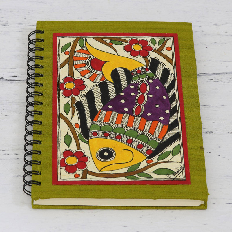 NOVICA Dreamy Fish et journal en papier fait à la main