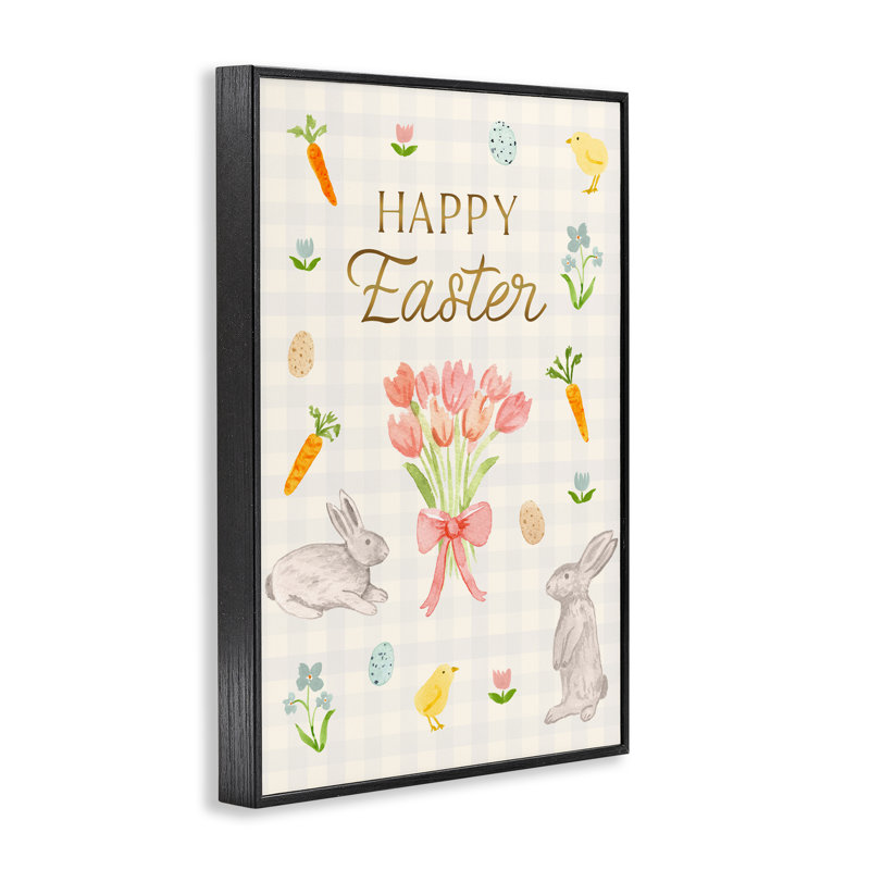 Giclée encadrée, Joyeuses Pâques, printemps doux, conception par Juliet Meeks, H 18 po x l 12 po, Giclée encadrée noir minuit