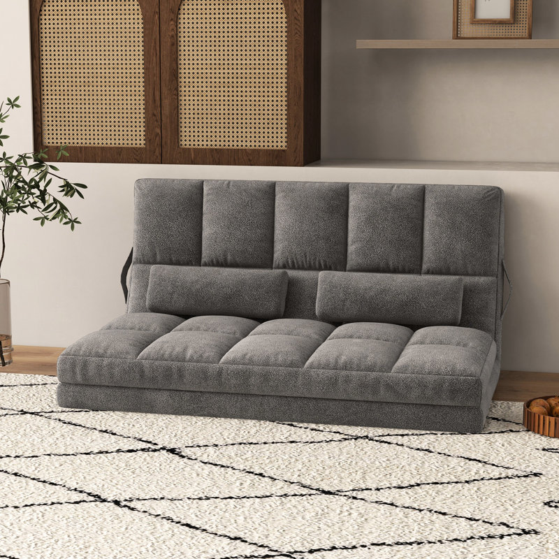 Plancher convertible, canapé-lit pliant gris foncé, 2 coussins, réglable, peu encombrant, chaise de construction, construction robuste
