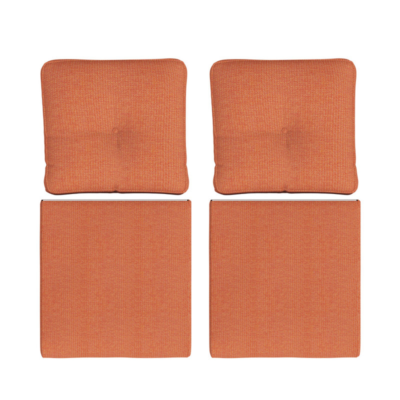 Outdoor Deep Seating Cushion With Olefin Fabric（Set of 2）, Orange