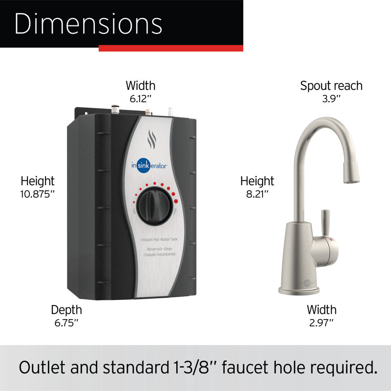 HOT250 Instant Hot Water Dispenser System, Single-Handle 8.21 in. Faucet with 2/3-Gallon Tank, Satin Nickel