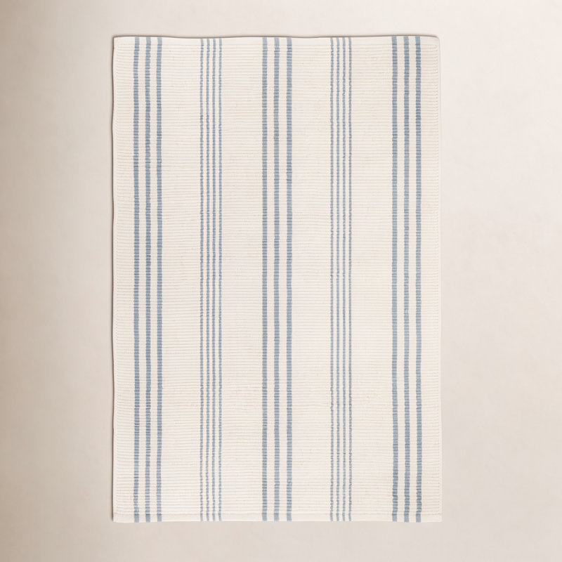 Swedish Stripe Handwoven Cotton Rug, Rectangle 5' x 8'