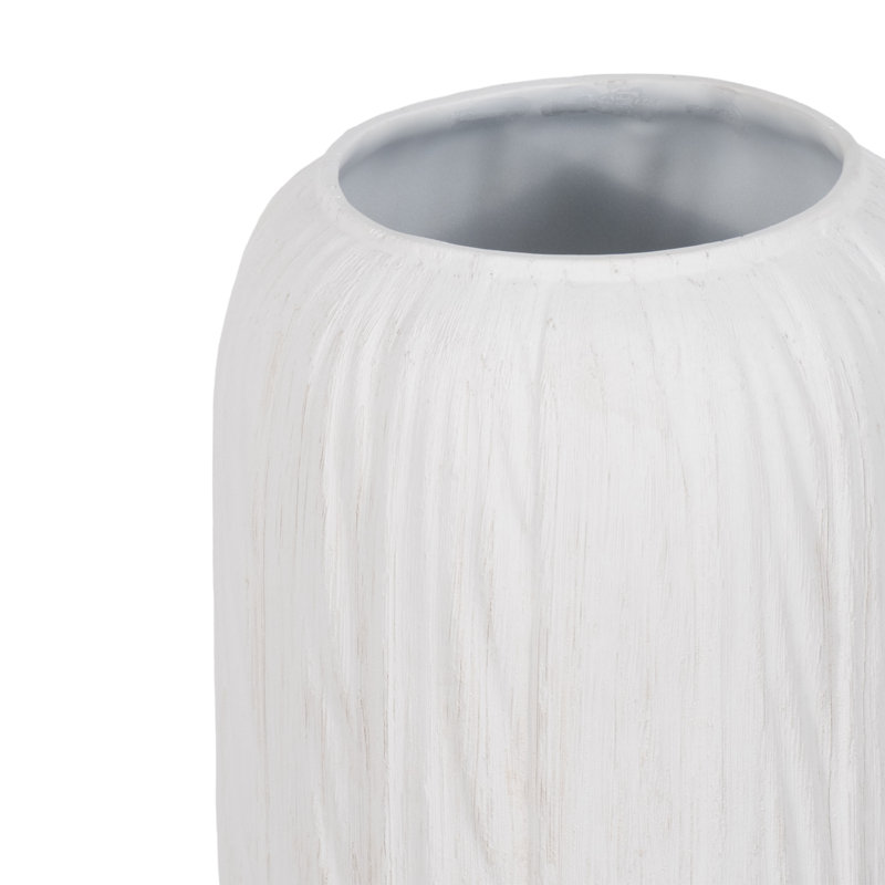 Grand vase contemporain en céramique pour décoration intérieure - vase à fleurs minimaliste pour le salon, l'entrée et le coin - blanc