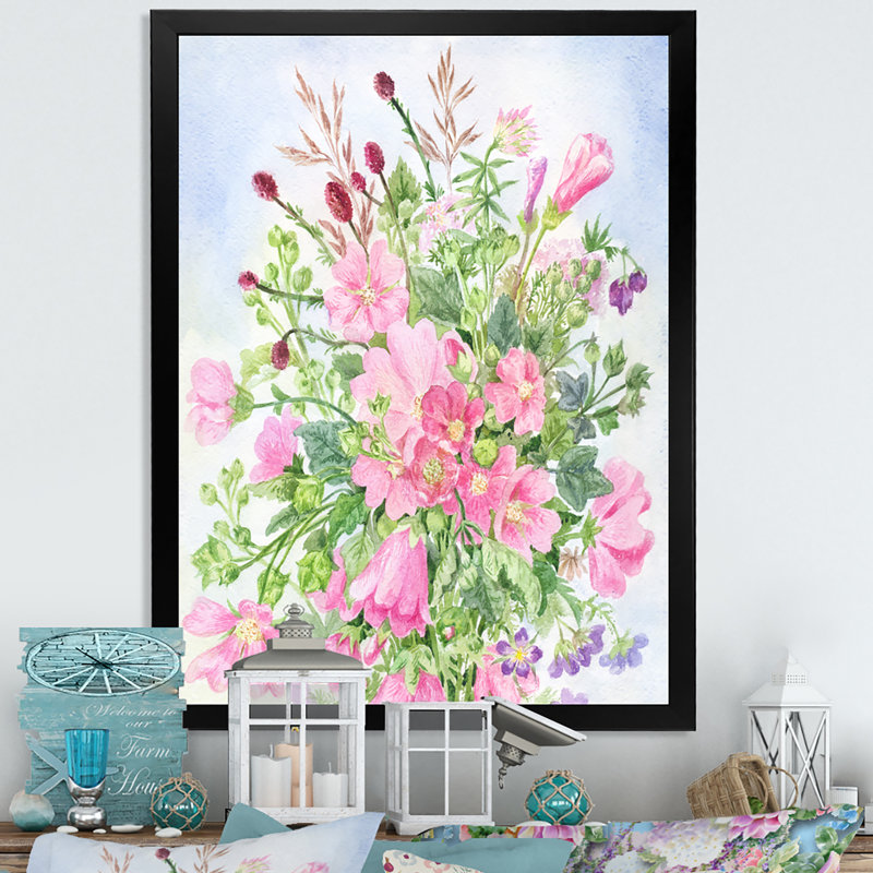 «Blossoming Wild Flowers In The Meadows II», reproduction d'art sur toile traditionnelle, Impression noire sur toile encadrée