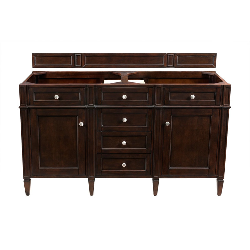 Brittany 60'' W Double Vanity, Burnished Mahogany, Charcoal Soapstone, 8" Widespread