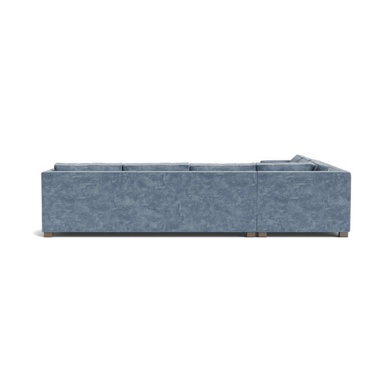 Keaton Chaise Sectional, Vintage Chenille - Smoky Blue, Driftwood