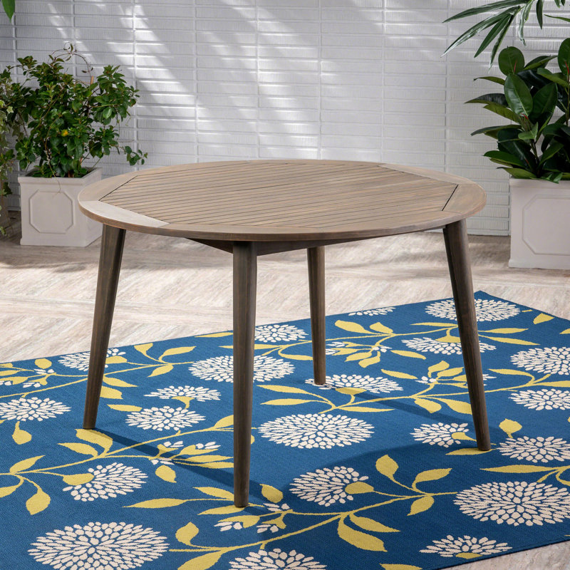 Table moderne en bois gris, 48,02 po x 48,02 po, pour la finition de la cour arrière, alliant style et durabilité, Gris